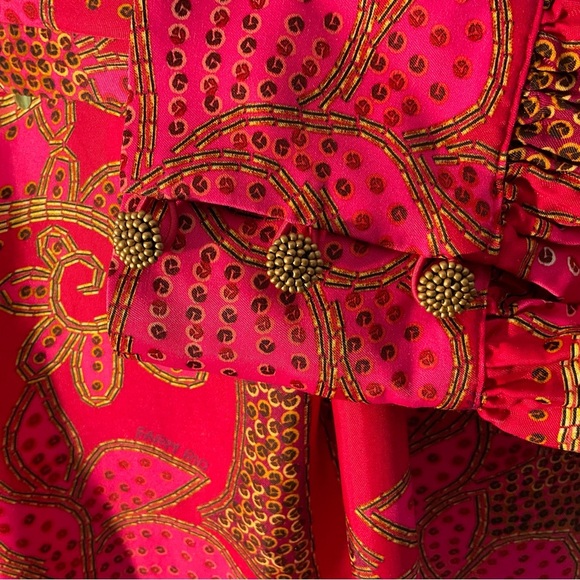 Anthropologie XL Floral Minidress with Gold Sequins, Tassels, and Beaded Buttons - Picture 12 of 16